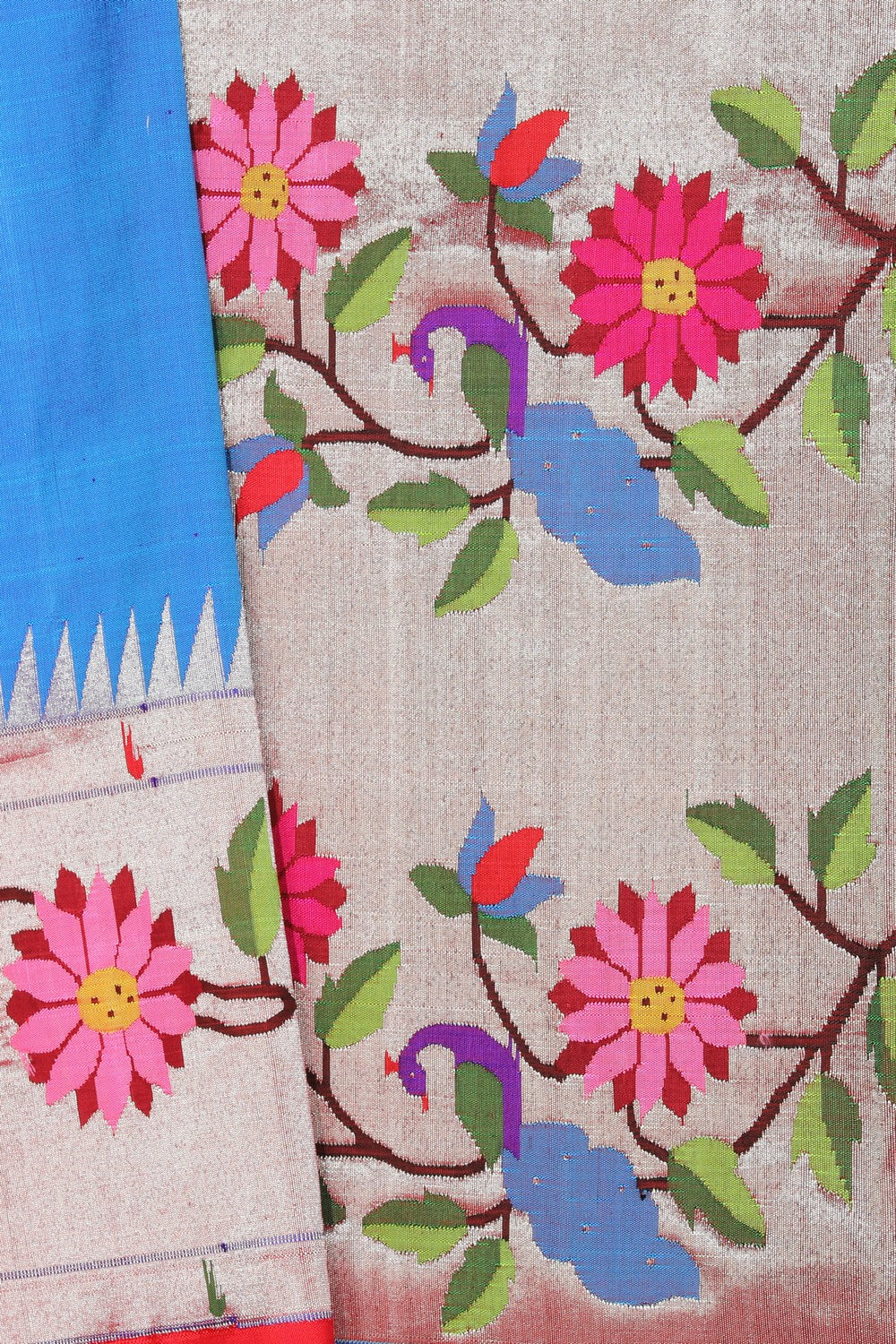 Image of Paithani A Beautiful Smoky Blue Saree